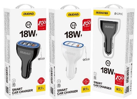 DUDAO Triple USB Car Charger - 18W QC 3.0 (Supports Quick Charge) R7S