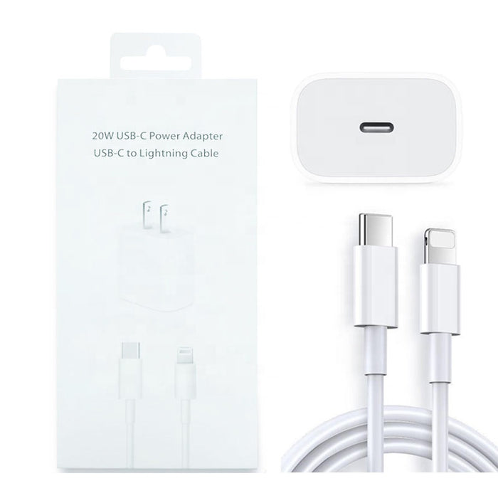 2 in 1 20W Power Adapter with Ligntning to Type C Cable - Home Adapter & USB Data Cable