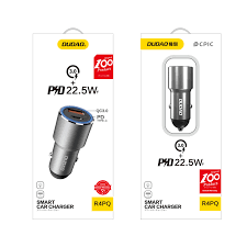 DUDAO Dual Type C & USB Car Charger 22.5W