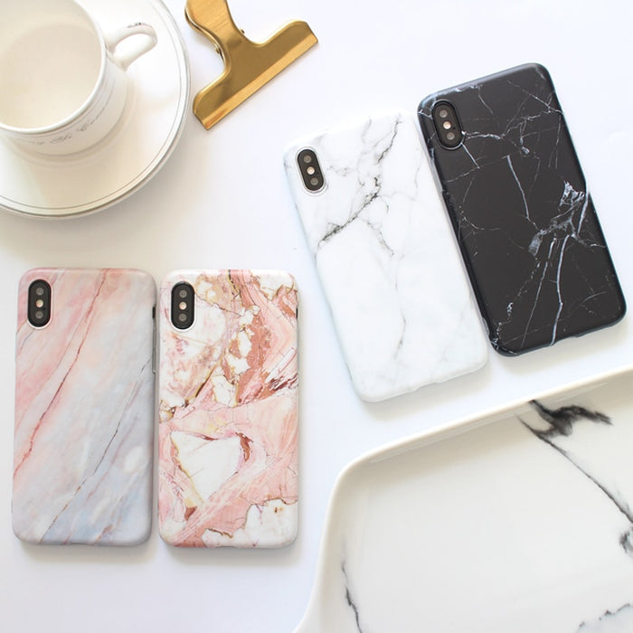 iPhone XS Max Marble Glass Silicone Case Cover (Assorted Color)