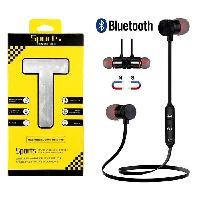 Bluetooth Wireless Headphone Sport Running Stereo Magnet Earbuds with Mic