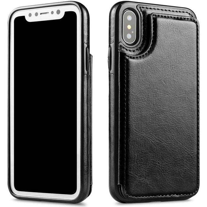 iPhone 12 Pro Max Slim Fit Leather Wallet Case Card Slots Shockproof Folio Flip Protective Defender Shell