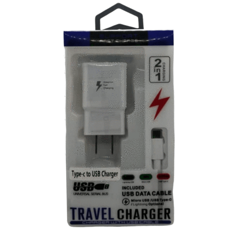 2 in 1 (Type C) Home Adapter & USB Data Cable