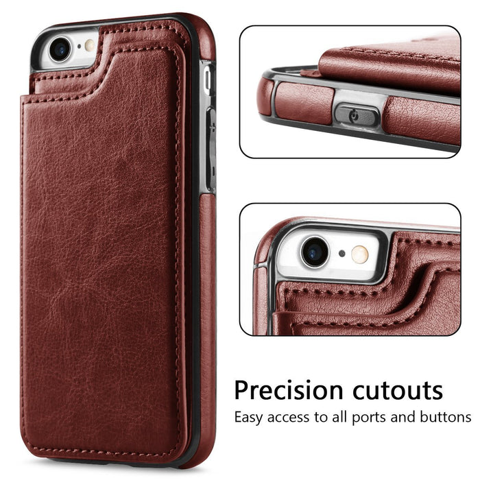 iPhone 12 / iPhone 12 Pro Slim Fit Leather Wallet Case Card Slots Shockproof Folio Flip Protective Defender Shell