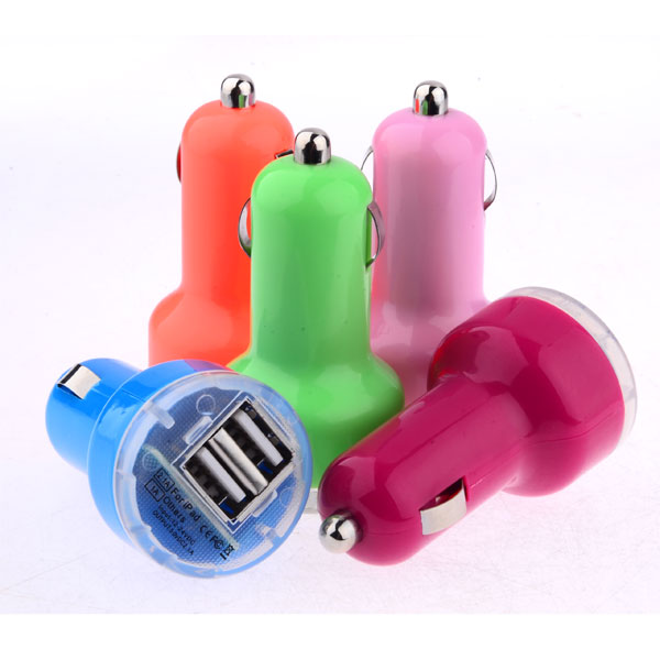 Dual Car USB Charger (Colorful)