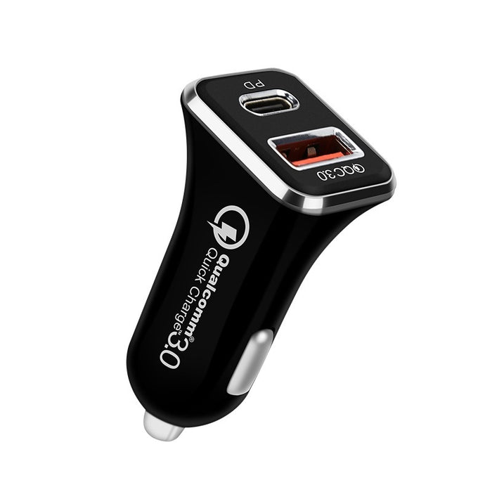 Dual Type C  & USB Car Charger 25W (White / Black)