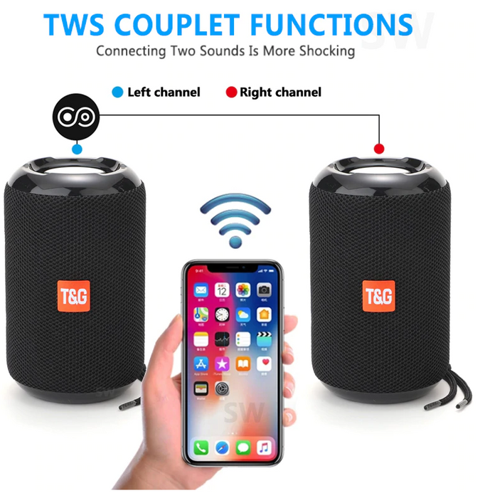 T&G TG264 V5.0 TWS Multi-Function Portable Wireless Bluetooth Speaker support USB Function/TF Card/FM Radio/AUX/Hands-free Call function